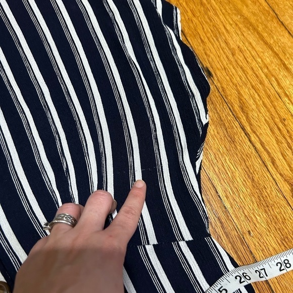 BP Navy White Striped Button Front Gathered Sleeve Mini Dress size Small - Picture 7 of 11